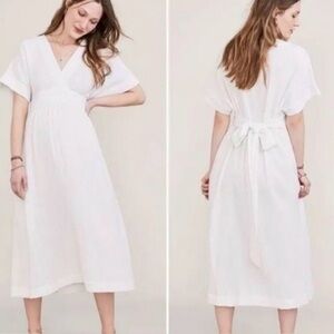 Hatch The Carolina Dress White Size 3 Large Maternity Cotton Midi Boho Gauzy